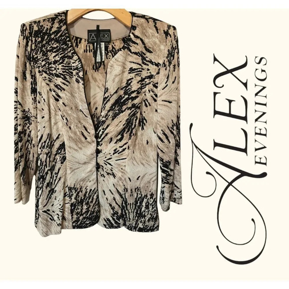 Alex Evenings women's brown long sleeves button-down career wear jacket - medium - Picture 9 of 9